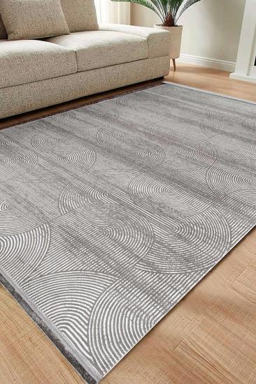 Gri Kıvrım Desenli  Hayal Serisi Kadife Halı