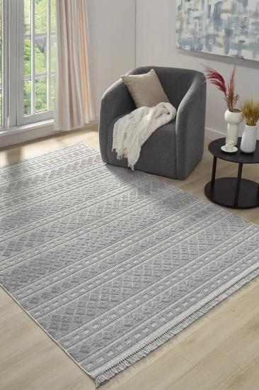 Gri Desenli Yumuşak Dokulu İbiza Serisi Halı