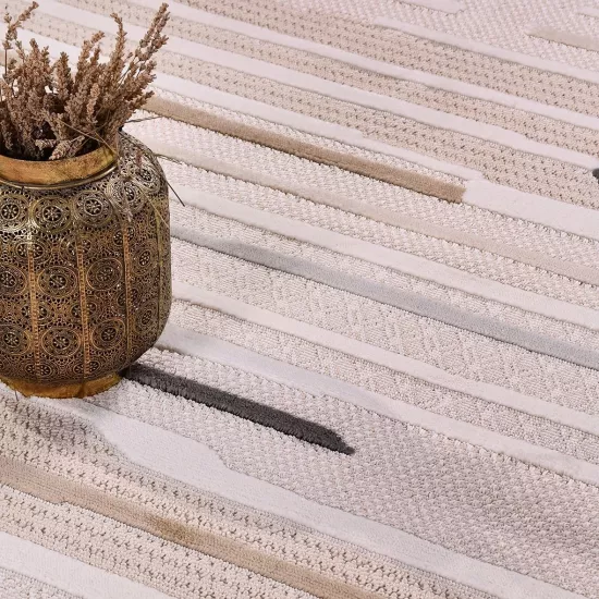 4 mm hav yüksekliğinde İzgi Serisi Krem Kahverengi Gri Desenli Halı