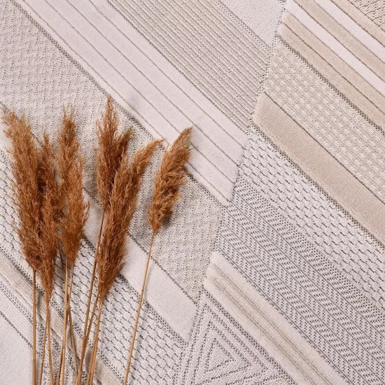 4 mm hav yüksekliğinde İzgi Serisi Krem Kahverengi Desenli Halı