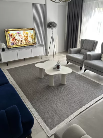 Siesta Serisi Antrasit Krem Seritli Sisal Halı