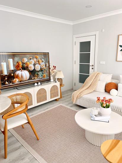 Krem Çerceve Sütlü Kahve Desenli Natura Serisi Sisal Halı