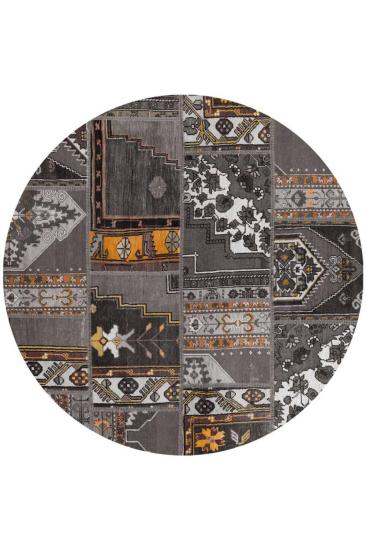 Antrasit Patchwork Desenli  Dijital Baskı Yıkanabilir Halı