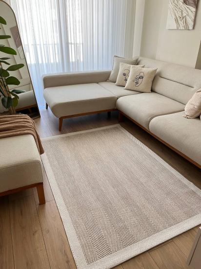 Siesta Serisi Bej Krem Seritli Sisal Halı