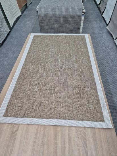 Hardal Balıksırtı Krem Çerçeve Desenli Sunset Serisi Sisal Halı