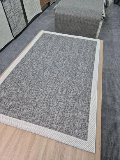  Antrasit Balıksırtı Krem Çerçeve Desenli Sunset Serisi Sisal Halı