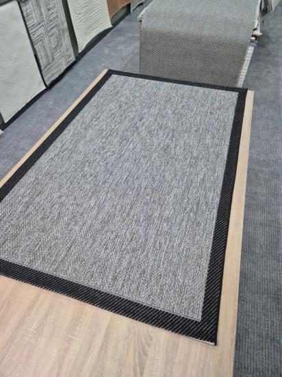 Antrasit Balıksırtı Siyah Çerçeve Desenli Sunset Serisi Sisal Halı