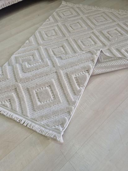 Bej Karo Desenli Dizayn Serisi Halı