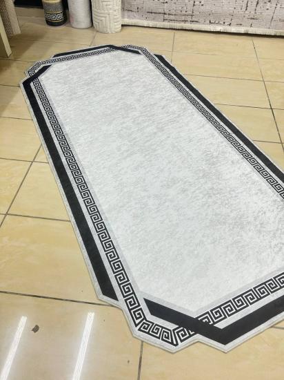 Siyah Gri Dijital Baskı Lazer Kesim  Yıkanabilir Halı