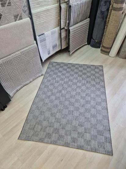 Gri Kare Desenli Siesta Serisi Sisal Halı