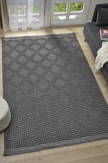 Antrasit Çizgi Desenli Ruby Serisi Halı