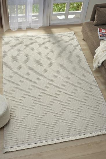 Bej Çizgi Desenli Ruby Serisi Halı