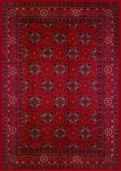 Kırmızı Kare Desenli Dijital Baskı Yıkanabilir Halı