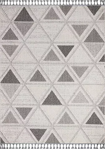 Gri Geometrik Desenli İskandinav Tarzı Bukle Halı Oslo Serisi 