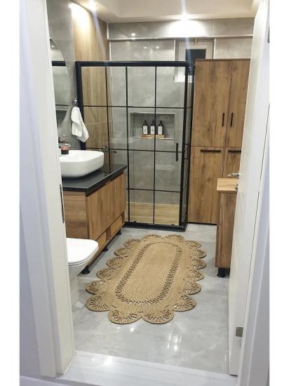 Hasır Yuvarlak Motifli Jüt Halı