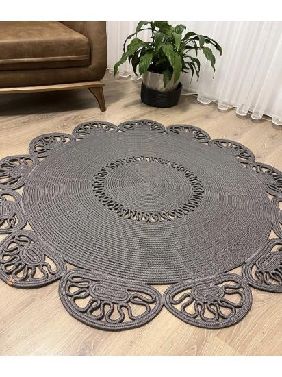 Koyu Gri Motifli Jüt Halı