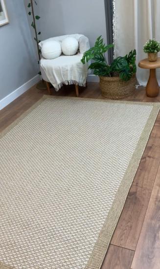 Natural Kare Desenli Veranda Serisi Sisal Halı