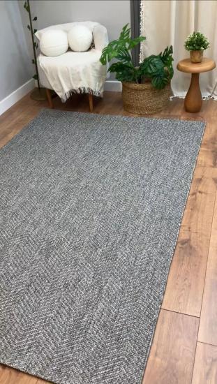 Gri Zikzak Desenli Veranda Serisi Sisal Halı