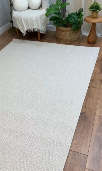 Krem Zikzak Desenli Veranda Serisi Sisal Halı