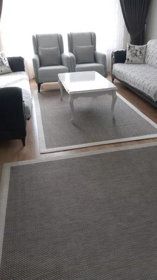 Siesta Serisi Antrasit Krem Seritli Sisal Halı