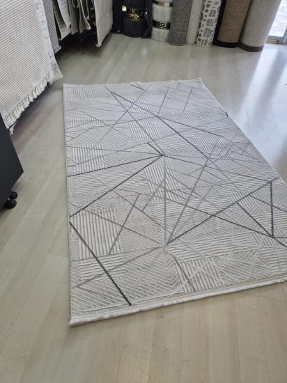 Gri Çizgi Desenli Halı Moda Serisi