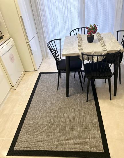 Siesta Serisi Gri Siyah Seritli Sisal Halı