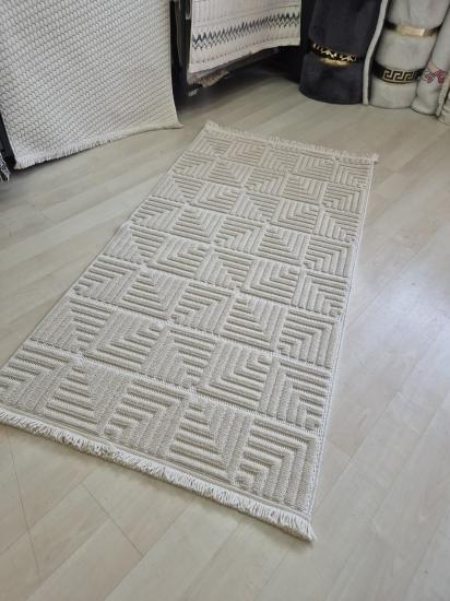 Bej Kare Desenli Dizayn Serisi Halı