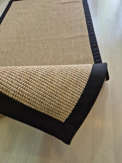 100 x 200 Hasır Siyah Bordörlü Sisal Halı