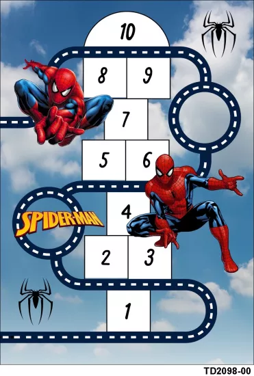 Spıderman Seksek Desenli Çocuk Odası Dijital Baskı Yıkanabilir Halı