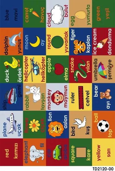  Egitici Renkli Desenli Çocuk Odası Dijital Baskı Yıkanabilir Halı