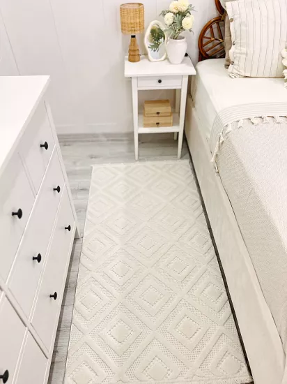  Krem Karo Desenli Dizayn Serisi Halı