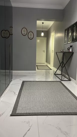 Antrasit Çerceve Gri Desenli Natura Serisi Sisal Halı