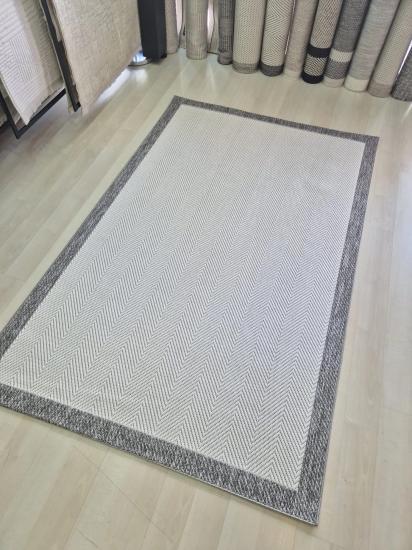 Antrasit Krem Balıksırtı Desenli Piala Sunset Serisi Sisal Halı