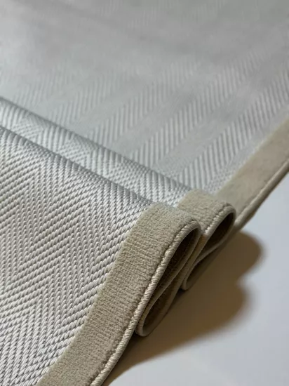 Krem Balıksırtı Desenli Bej Dokuma Bordörlü Sisal Halı