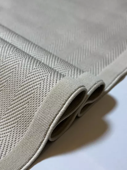 Bej Balıksırtı Desenli Dokuma Bordörlü Sisal Halı