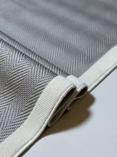 Gri Balıksırtı Desenli Krem Dokuma Bordörlü Sisal Halı