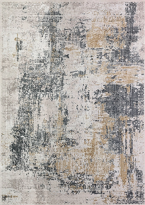Bej Modern Desenli Dijital Baskı Yıkanabilir Halı