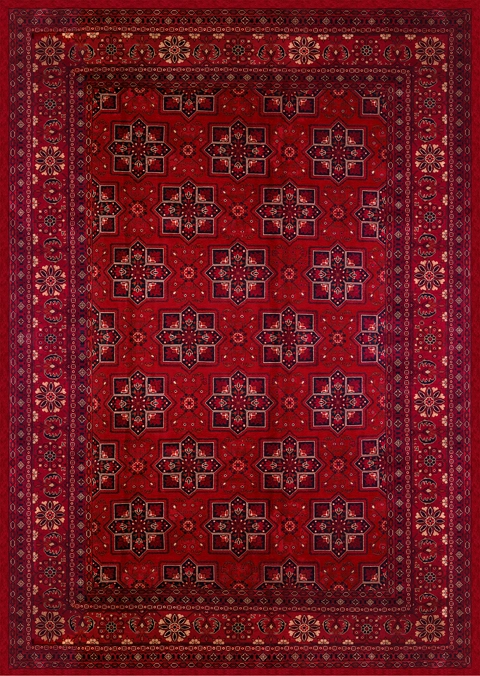 Kırmızı Kare Desenli Dijital Baskı Yıkanabilir Halı
