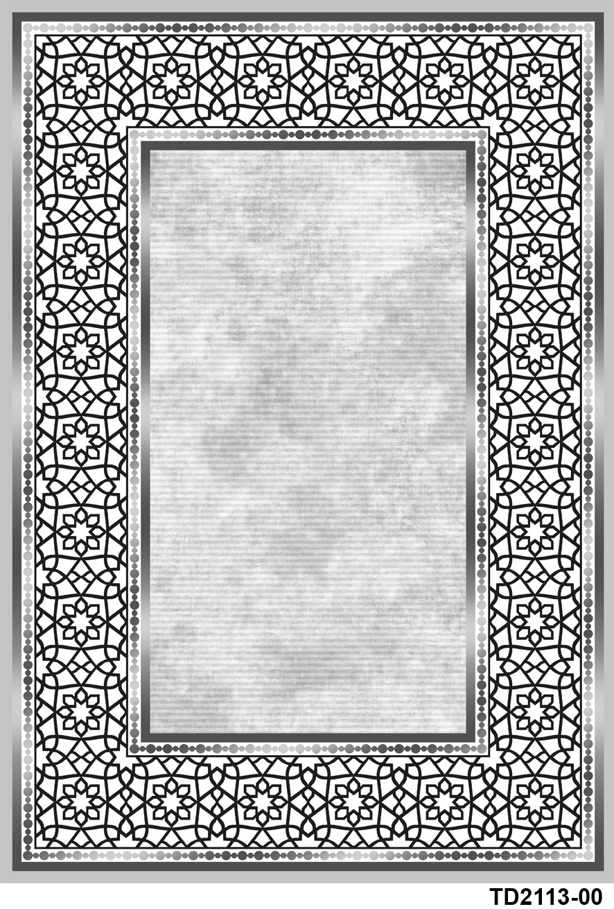 Gri Desenli Dijital Baskı Yıkanabilir Halı