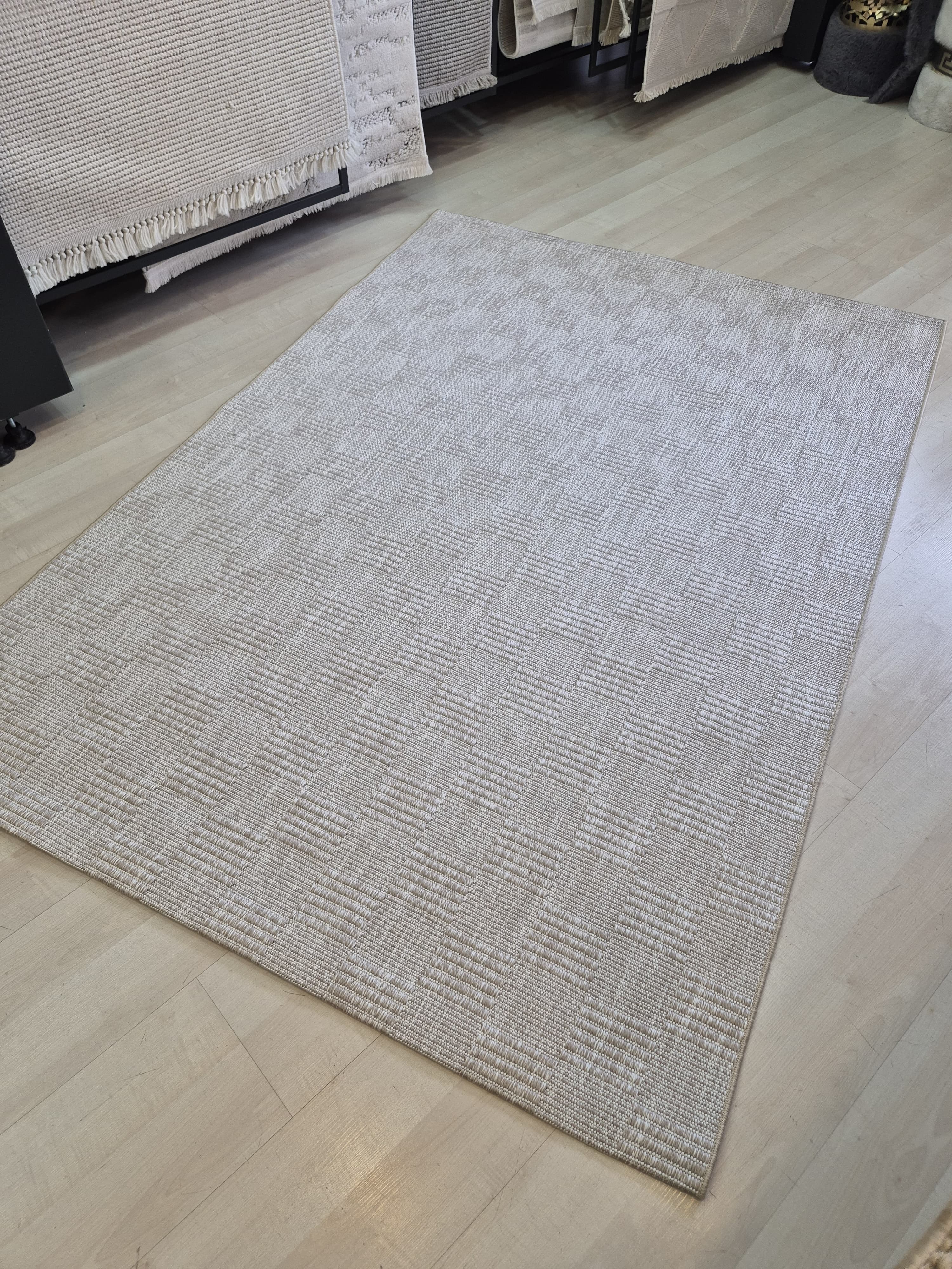 Bej Kare Desenli Siesta Serisi Sisal Halı