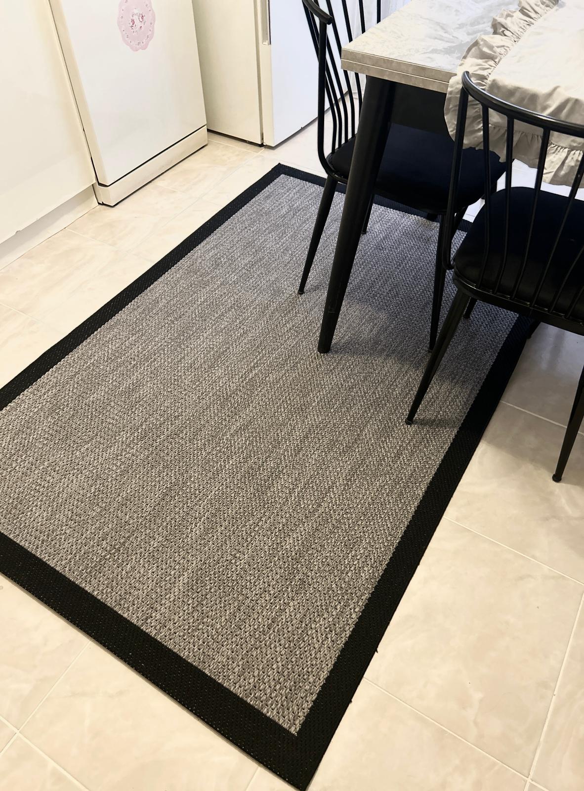 Siesta Serisi Gri Siyah Seritli Sisal Halı