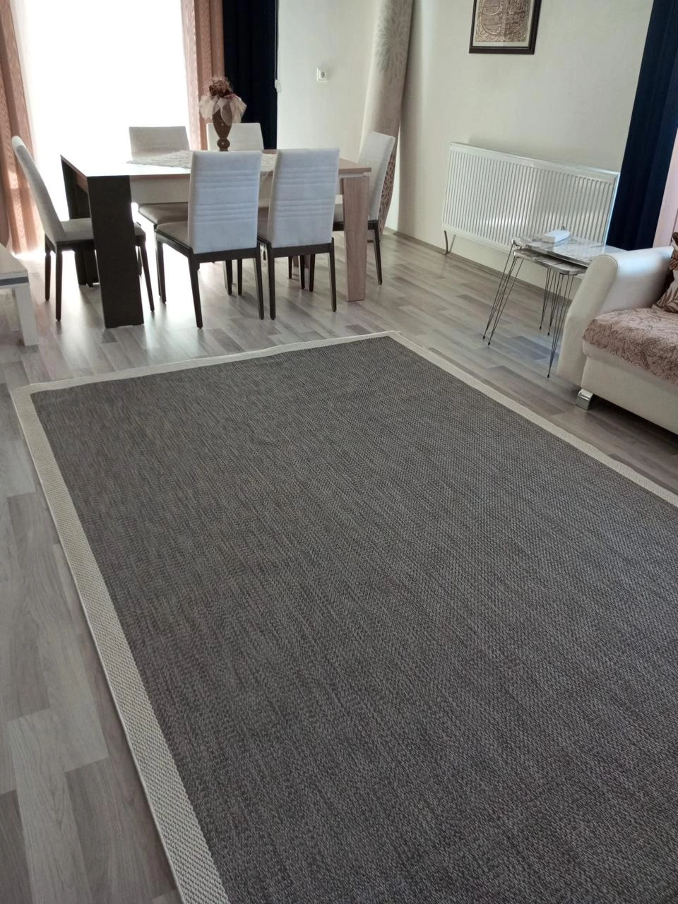 Siesta Serisi Antrasit Krem Seritli Sisal Halı