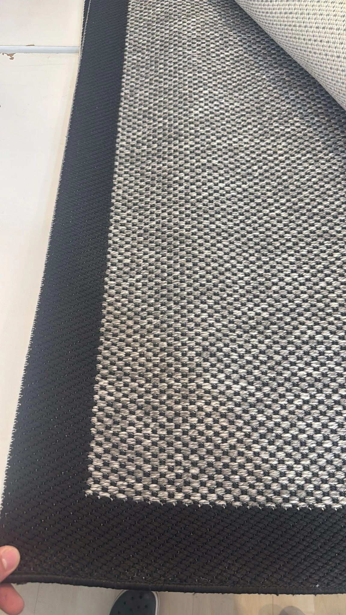 Siyah Çerçeve Gri Desenli Sisal Halı Plus Serisi