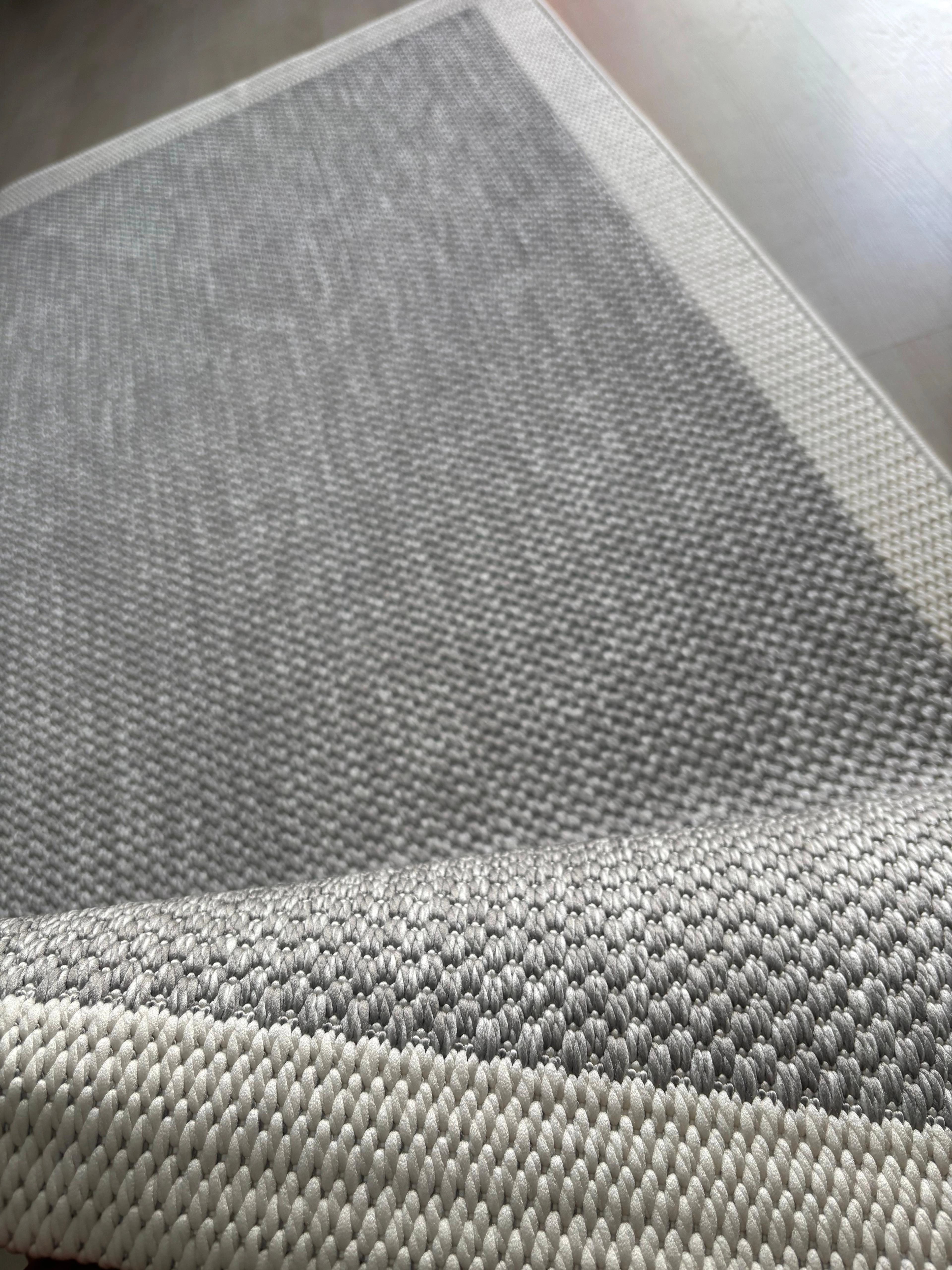 Krem Seritli Gri Desenli  Piala Serisi Sisal Halı