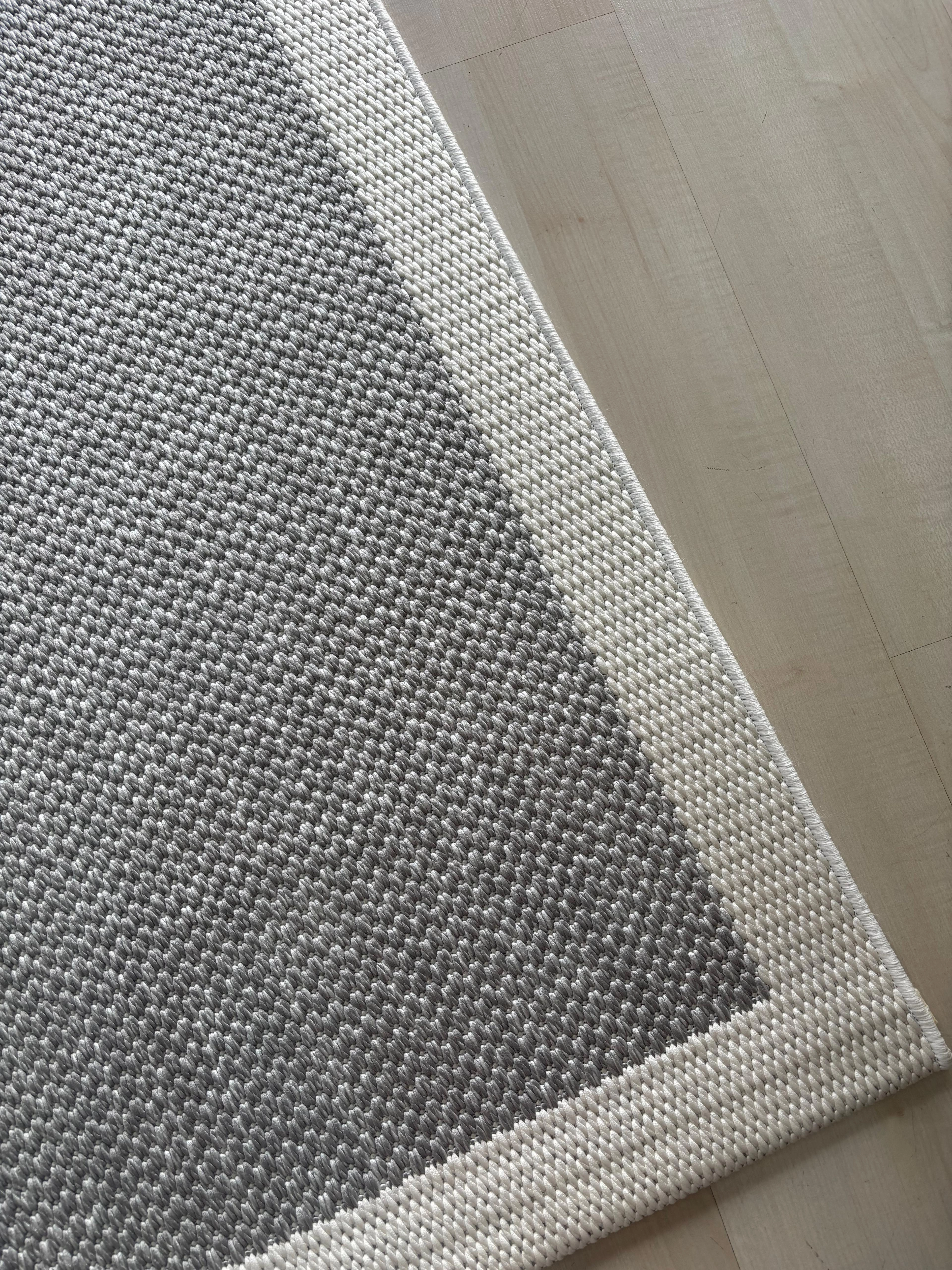 Krem Seritli Gri Desenli  Piala Serisi Sisal Halı