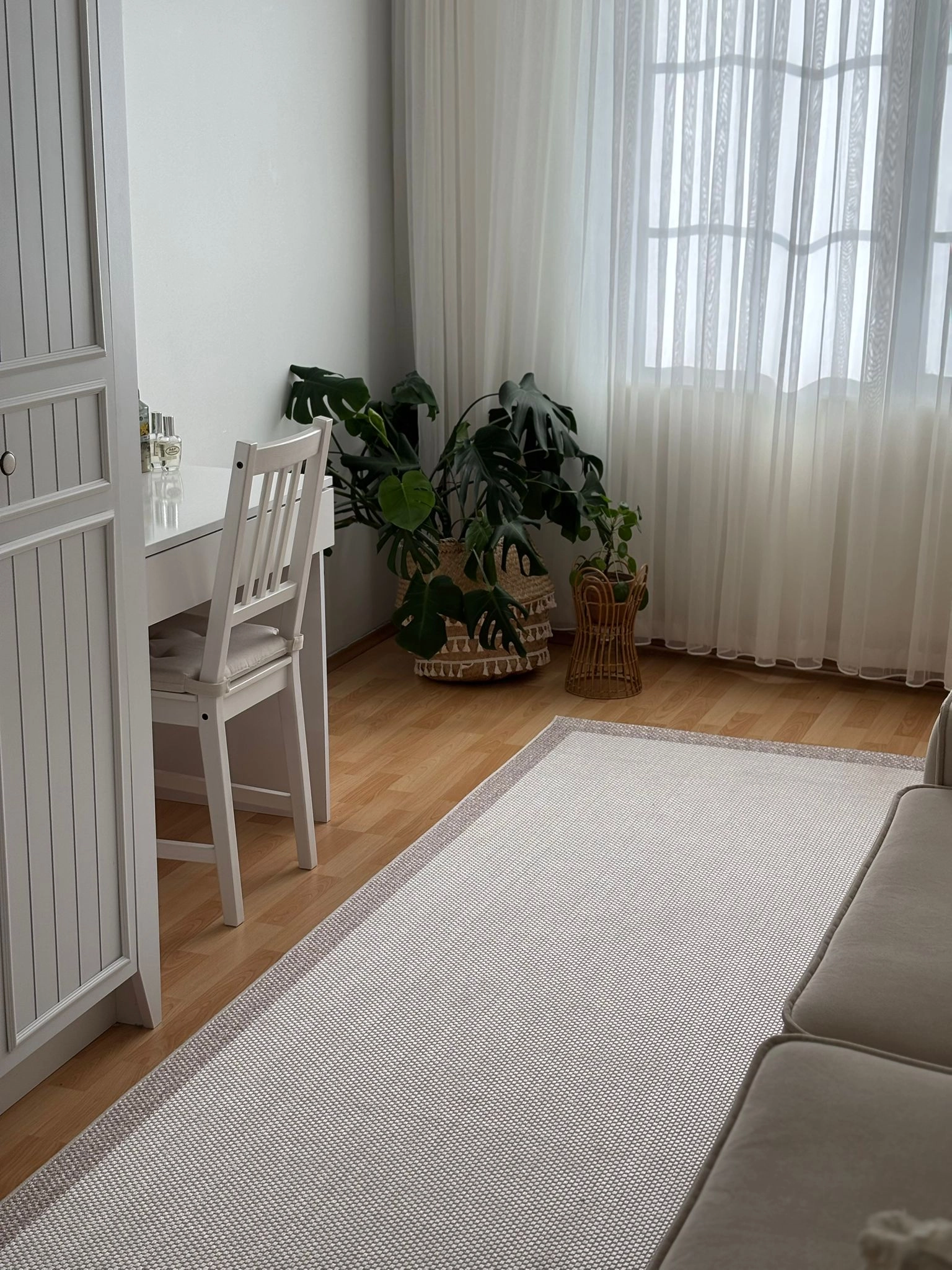 Sütlü Kahve Çerceve Krem Desenli Natura Serisi Sisal Halı