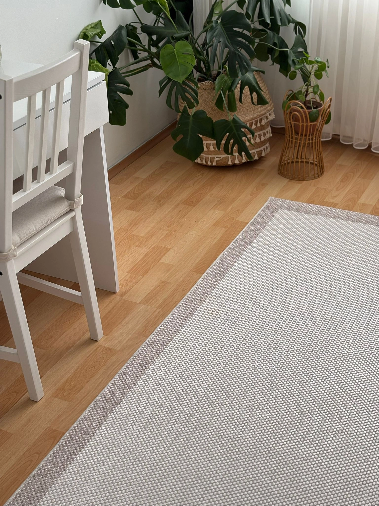 Sütlü Kahve Çerceve Krem Desenli Natura Serisi Sisal Halı