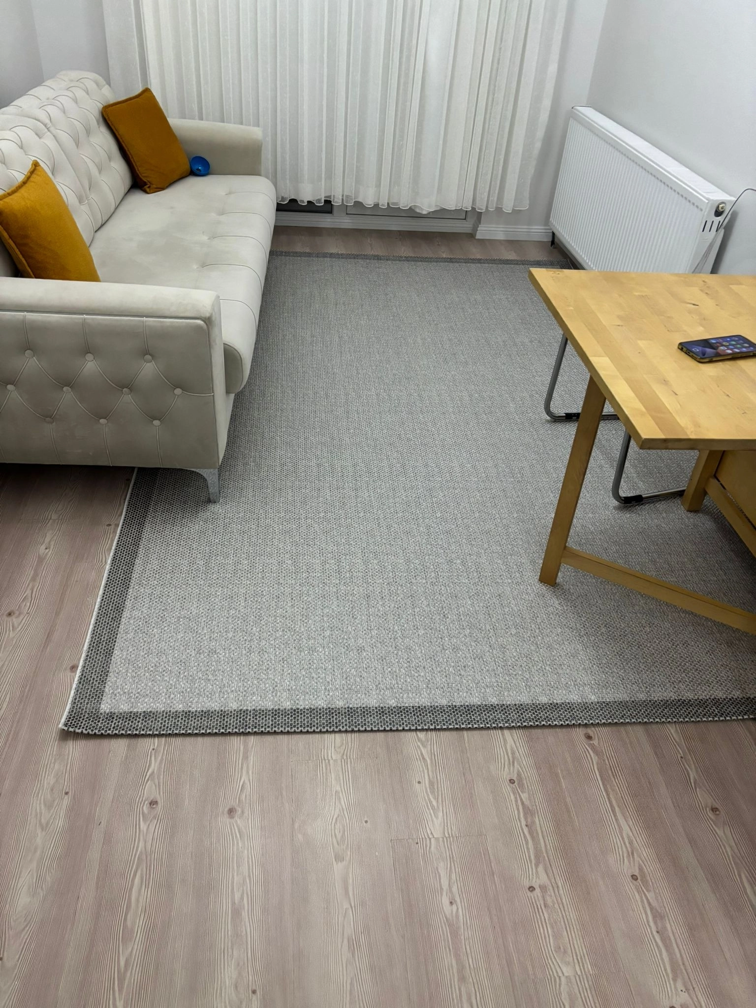 Antrasit Çerceve Gri Desenli Natura Serisi Sisal Halı
