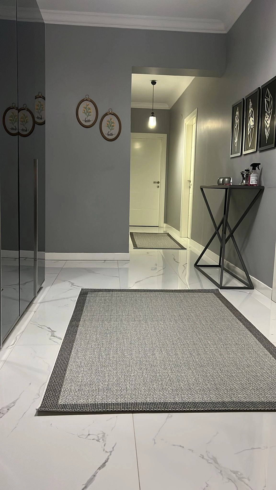 Antrasit Çerceve Gri Desenli Natura Serisi Sisal Halı