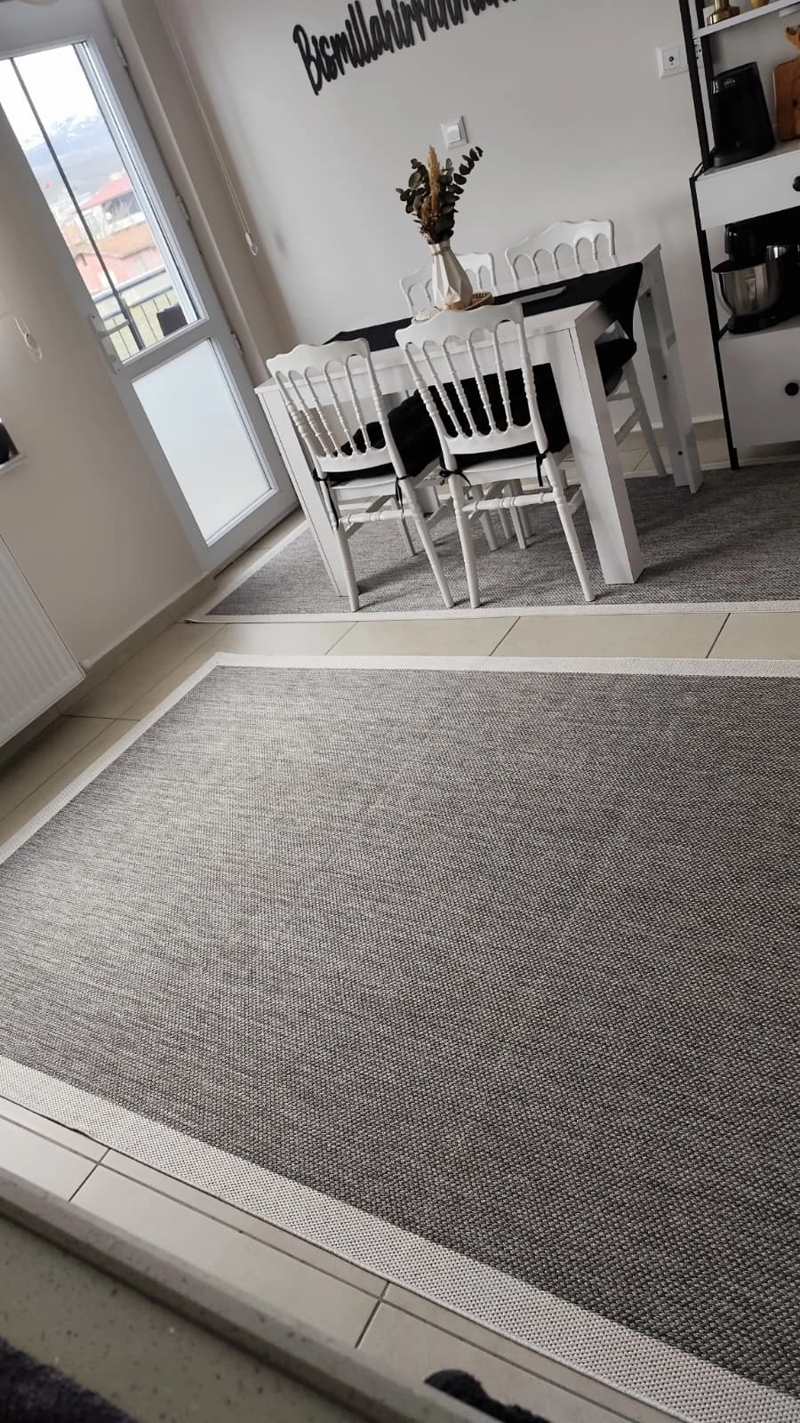 Siesta Serisi Antrasit Krem Çerçeve  Sisal Halı